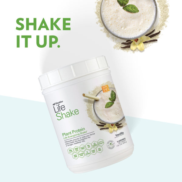 Life Shake Canister and Smoothie with Shake it Up Headline